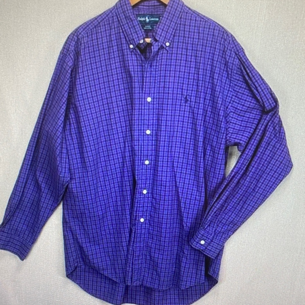 Ralph Lauren Purple Plaid Button-Down Dress Shirt